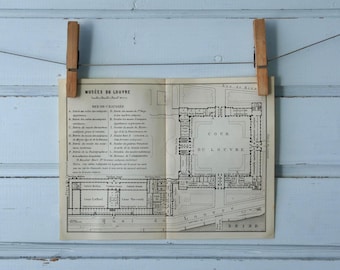 1909 Vintage Plan of the Louvre Museum