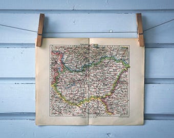 1932 Vintage Map of Hungary