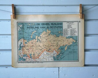1941 Vintage Map of Russia