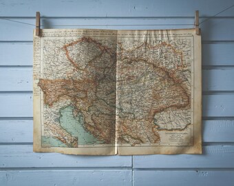 1904 Vintage Austria-Hungary Map