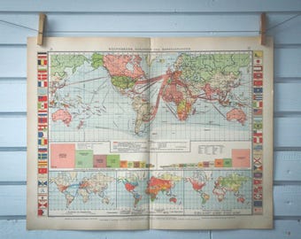 1906 Vintage World Map