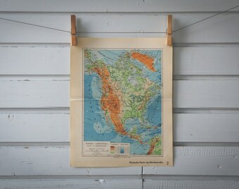 1936 Vintage North America Map