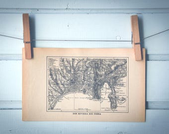 1939 Vintage Map of Nice
