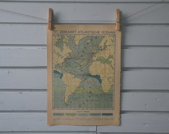 1941 Vintage Map of the Atlantic Ocean