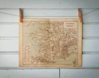 1897 Vintage Map of France