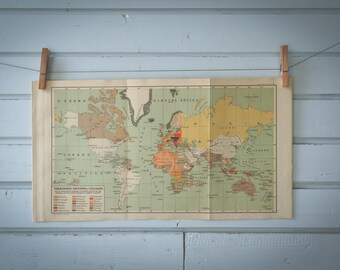 1928 Vintage Colonial World Map