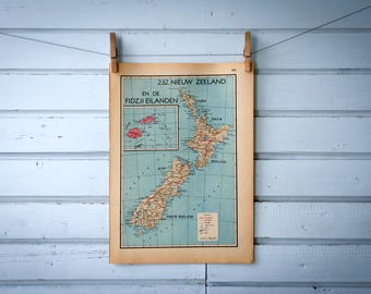 1941 Vintage New Zealand Map