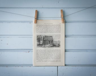1897 Vintage Florida Hut Lithograph Illustration