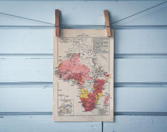 1908 Vintage History of Africa Colonization Map
