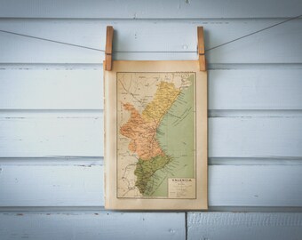 1928 Vintage Valencian Community Map