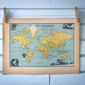 1941 Vintage Zoogeographie Weltkarte