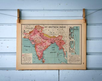 1941 Vintage Map of India
