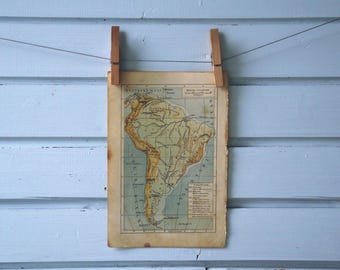 1916 Vintage South America Map