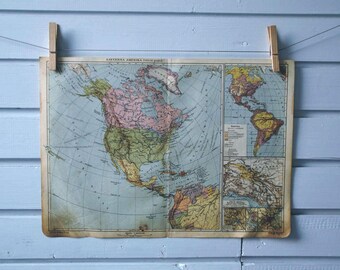 1930s Vintage North America Map