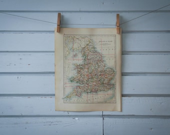 1901 Vintage England & Wales Map