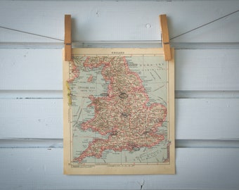 1929 Vintage Map of England