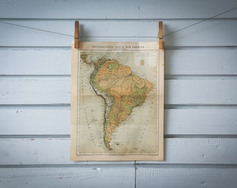 1887 Vintage South America Map