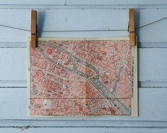 1909 Vintage Map of Paris
