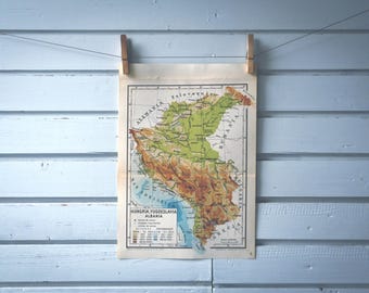1946 Vintage Yugoslavia Map