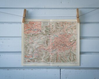 1907 Vintage Map of Elberfeld