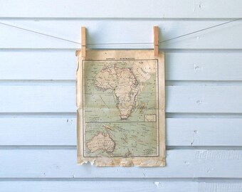 1894 Vintage Africa & Australia Map