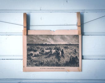 1888 Vintage Conflagration Escape Lithograph Illustration