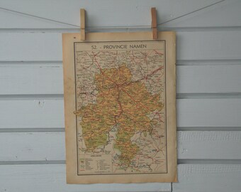 1941 Vintage Map of the Namur Province of Belgium