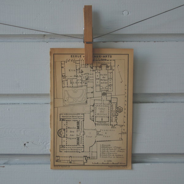 1900 Vintage Plan of the École des Beaux-Arts