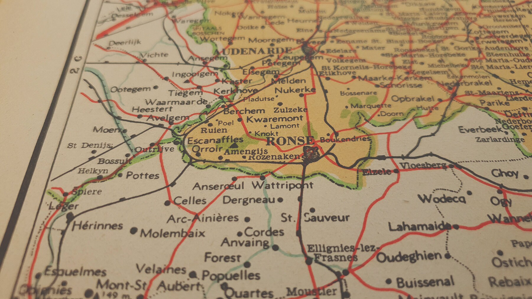 1941 Vintage Map of East Flanders Province of Belgium