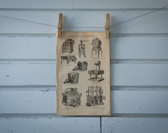 1887 Vintage Chocolate Manufacturing Lithograph Illustration