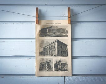 1887 Vintage Berlin Architecture Lithograph Illustration