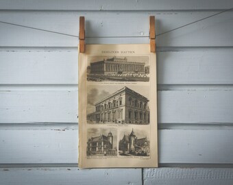 1887 Vintage Berlin Architecture Lithograph Illustration