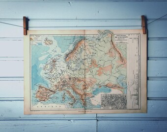 1886 Vintage Map of Europe