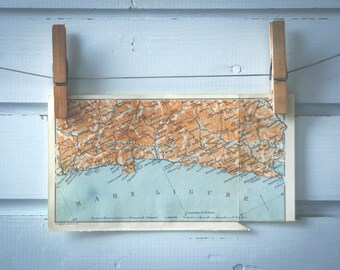 1926 Vintage East Italian Riviera Map