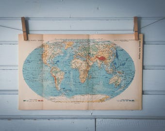 1938 Vintage World Map