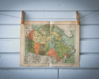 1928 Vintage Map of Canada
