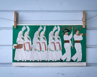 1966 Vintage Saint George's Day Slovenian Folk Celebration Illustration