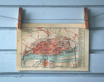 1907 Vintage Map of Mainz
