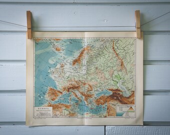 1907 Vintage Map of Europe
