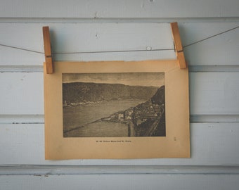 1892 Vintage Sankt Goar Lithograph Illustration
