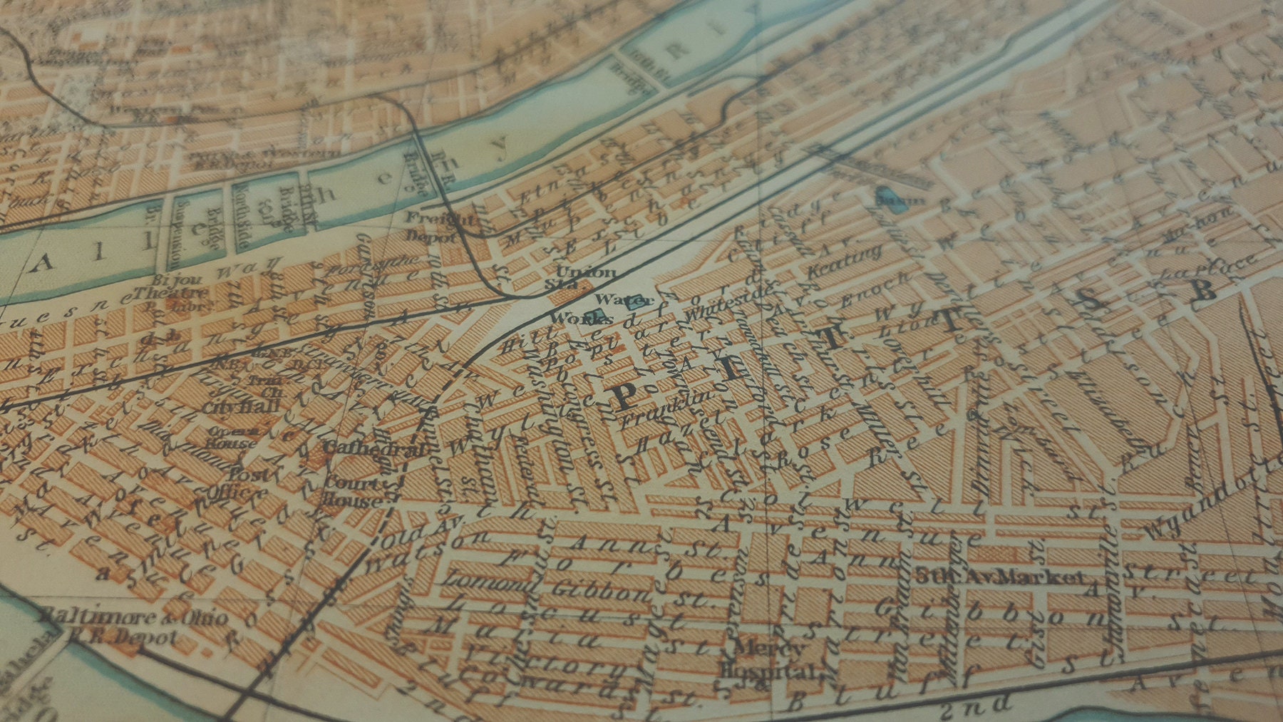 1894 Vintage Map of Pittsburgh
