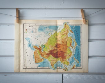 1950 Vintage Map of Asia