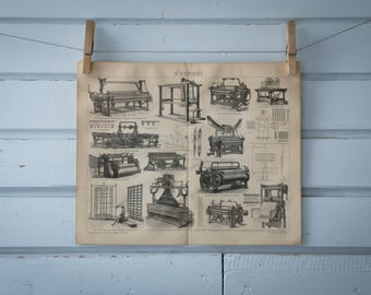 1887 Vintage Weaving Lithograph Illustration