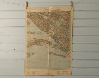 1943 Vintage South Dalmatia Map