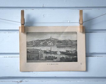1890 Vintage Marseille Lithograph Illustration