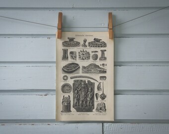 1907 Vintage Prehistoric Africa Lithograph Illustration