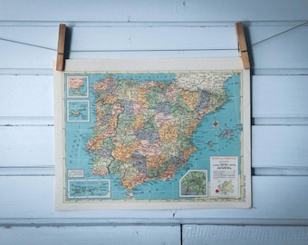 1956 Vintage Map of Spain
