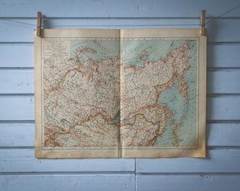 1904 Vintage Map of Siberia
