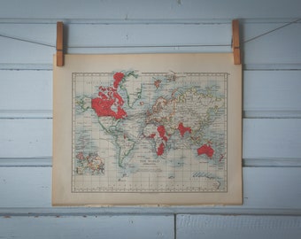 1901 Vintage World Map