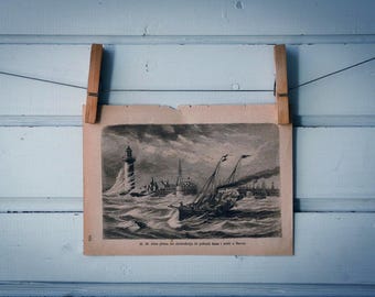 1888 Vintage Le Havre Lithograph Illustration